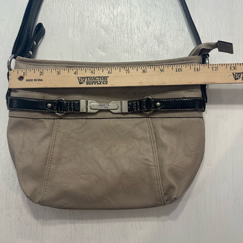 Rosetti Beige Crossbody Bag Faux Leather Shoulder Purse Black Trim Handbag - Picture 2 of 11